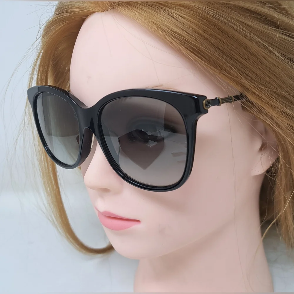 Gucci Sunglasses GG0655SA 001 Black Gold Grey Full Rim Square 56MM 56-17-150 - Picture 3 of 16